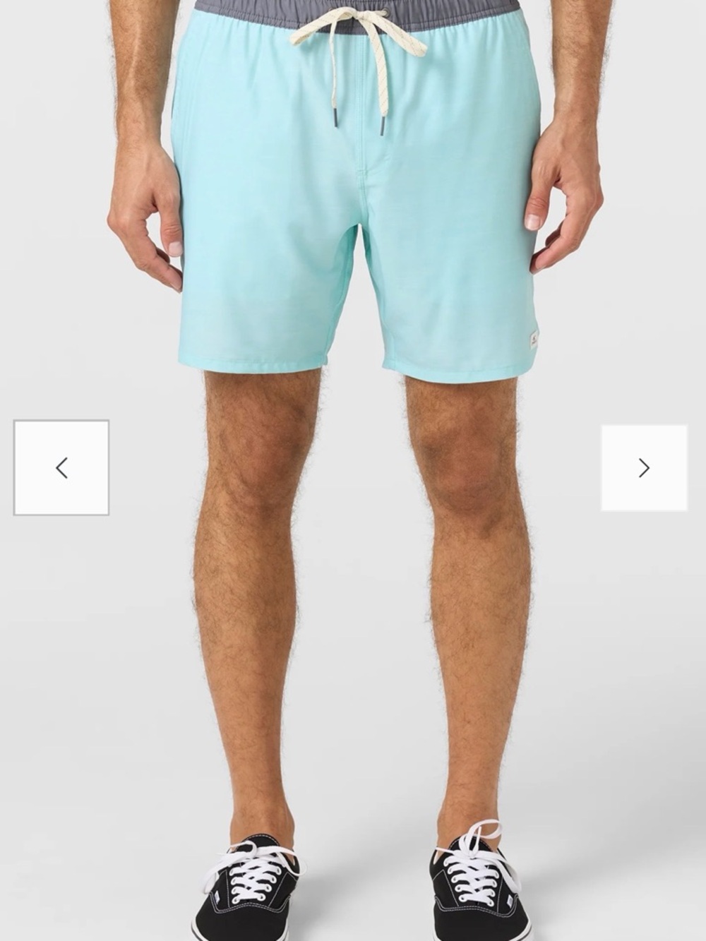 O'Neill Light Aqua 17” Hybrid Shorts with Gray Waistband - Lined w/ Spandex